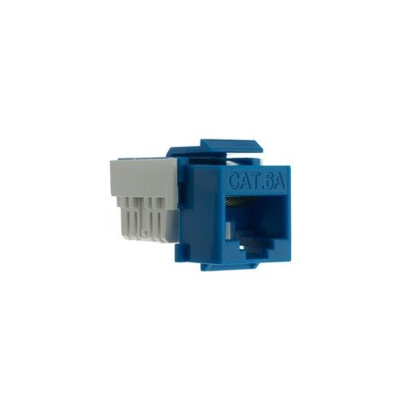 Cable Wholesale Slimline Cat6a Keystone Jack, Blue, RJ45 Female to 110 Punch Down 33X6-120BL